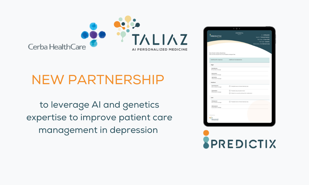 Oct 22// Cerba & Taliaz to Leverage AI and Genetics Experience to Improve Patient Care Management in Depression